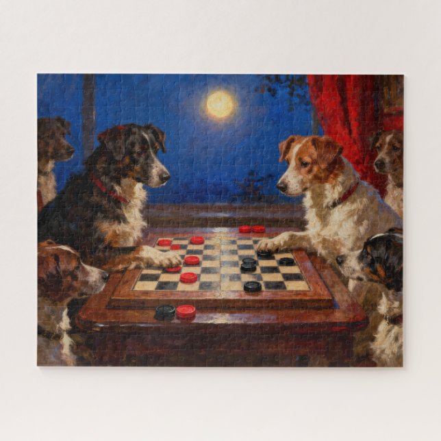 Quebra-cabeça Presente de Cachorros Fofos e Divertidos Jogando D (Horizontal)