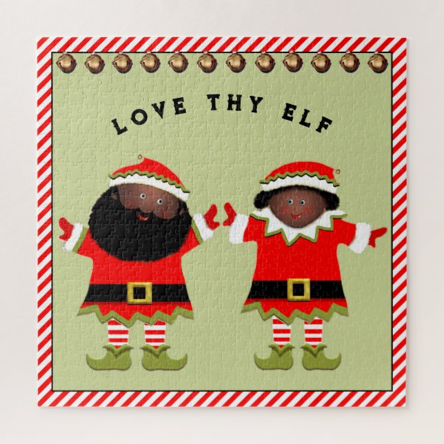Quebra-cabeça Presente de Casal de Elfos de Natal (Vertical)