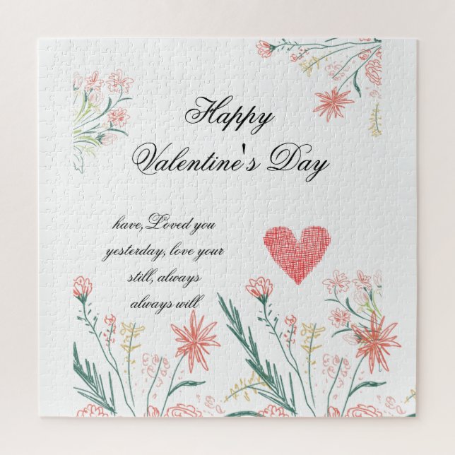 Quebra-cabeça Presente de Dia dos Namorados Vermelho e Branco (Vertical)