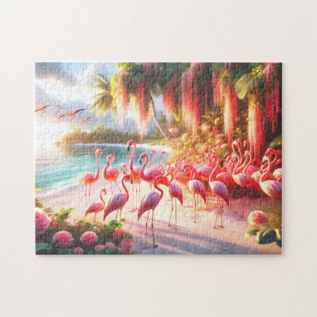 Quebra-cabeça Presente de Férias no Paraíso da Praia do Flamingo (Horizontal)
