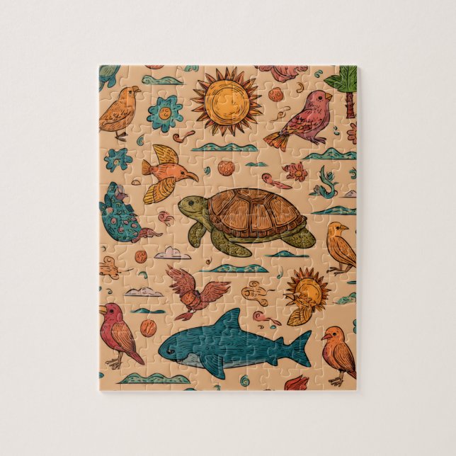 Quebra-cabeça Presente de Puzzle de Animais de Verão na Praia (Vertical)