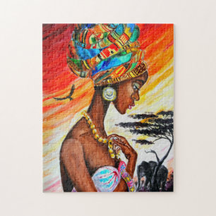 Quebra-cabeça Presente de Puzzle de Mulher Africana Bonita Pinta