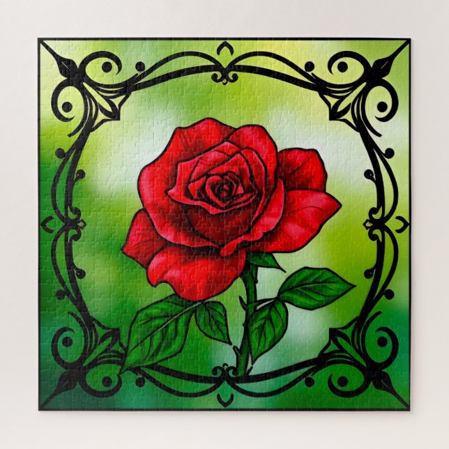 Quebra-cabeça 🌹 Presente de Rosa Vermelha Para Amantes de Flore (Vertical)