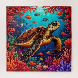 Quebra-cabeça Presente de Tartaruga Marinha Recife de Coral Para