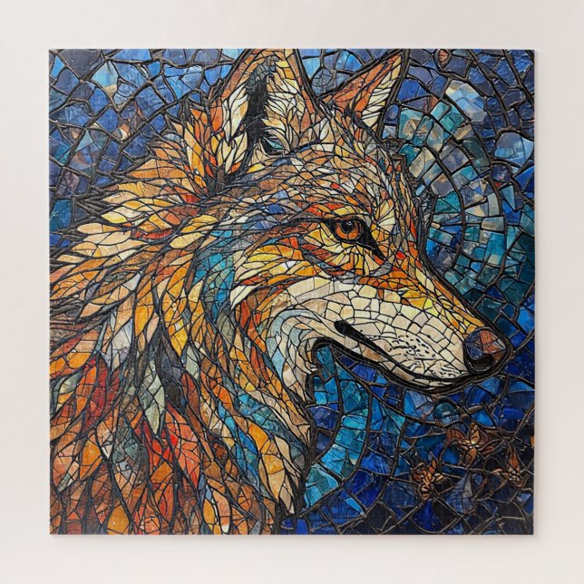 Quebra-cabeça Presente de Vidro de Lobo Colorido Para Amantes de (Vertical)