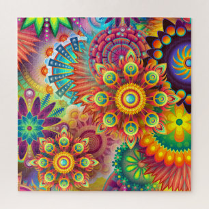 Quebra-cabeça Presente Desafiador das Flores de Abstrato Feliz B