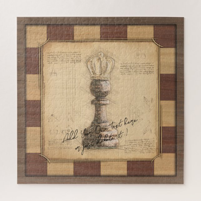 Quebra-cabeça Presente do jogador de xadrez "Pwn King / Queen" (Vertical)