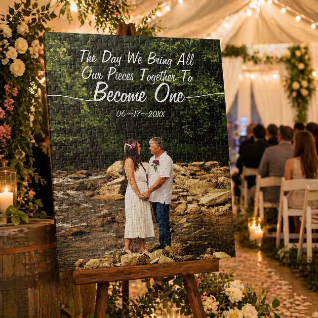 Quebra-cabeça Presente Personalizado de Casamento Foto Puzzle Un (Unity Wedding Custom Date Photo Puzzle)