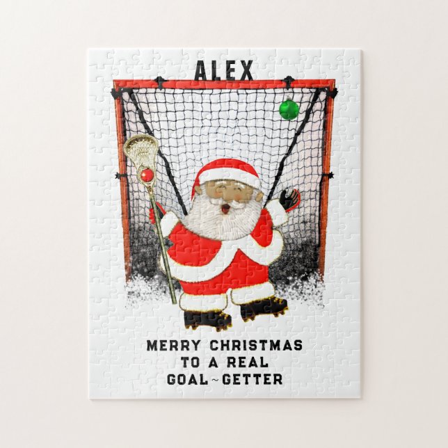 Quebra-cabeça Presente Personalizado de Natal de Lacrosse (Vertical)