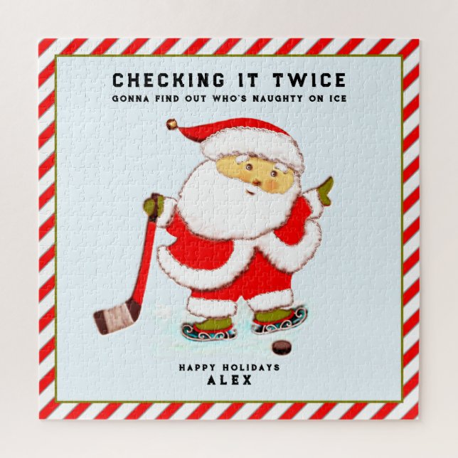 Quebra-cabeça Presente personalizado do jogador de hóquei (Vertical)