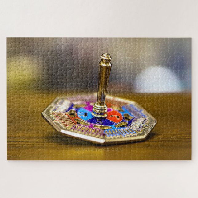 Quebra-cabeça Presente SlipperyJoe Hanukkah dreidel base octogon (Horizontal)