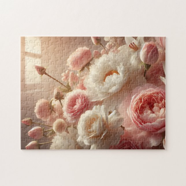 Quebra-cabeça Presentes de Dia das Mães Peônias Rosas Tulipas (Horizontal)