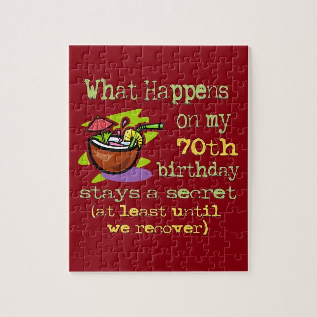 Quebra-cabeça Presentes de Festa de aniversário 70. O que aconte (Vertical)