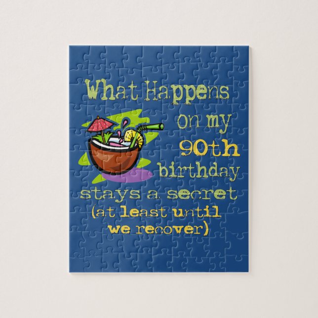 Quebra-cabeça Presentes de Festa de aniversário 90. O que aconte (Vertical)