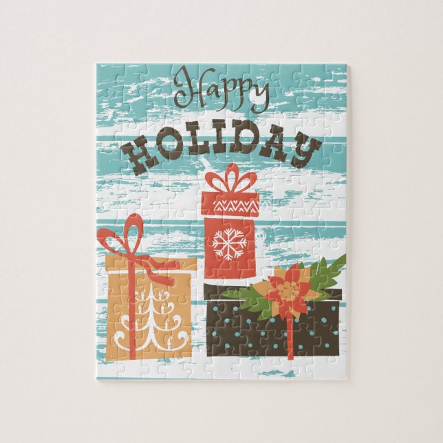 Quebra-cabeça Presentes de Natal de Férias Felizes (Vertical)