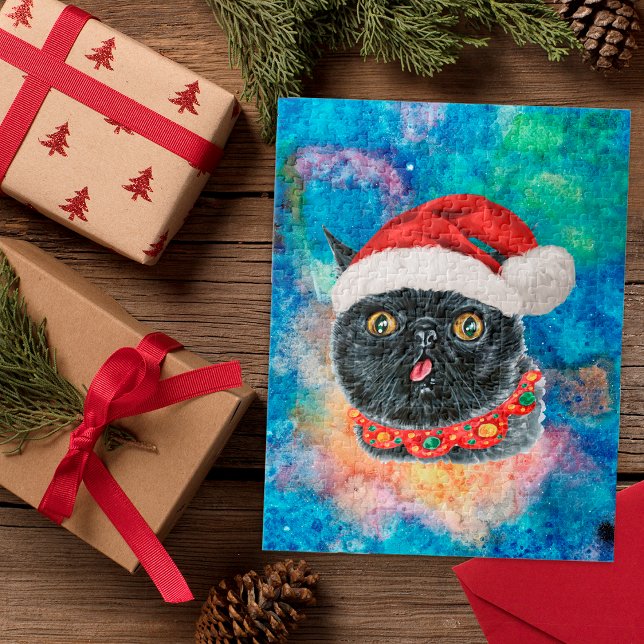 Quebra-cabeça Presentes de Natal de Gato Preto Legal (Criador carregado)