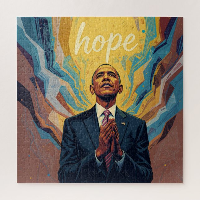 Quebra-cabeça Presidente Barack Obama e a Mensagem de Esperança  (Vertical)