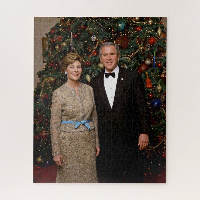 Quebra-cabeça Presidente George Bush, Laura Casa Branca de Natal (Vertical)