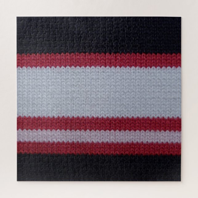 Quebra-cabeça Preto Branco Vermelho: Padrão de Tecido Roubado Kn (Vertical)