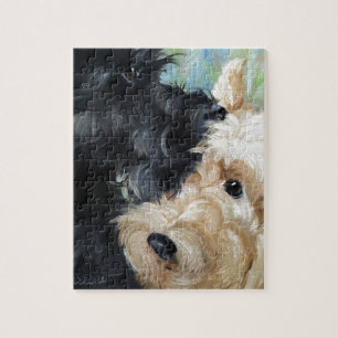 Quebra-cabeça Preto e arte escocesa wheaten do scottie do