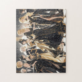 Quebra-cabeça Preto e ouro, luxo rico, estilo Moulin Rouge