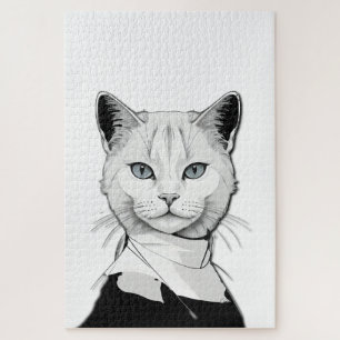 Quebra-cabeça Preto Místico e Branco Gato de Salem
