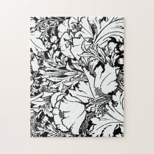 Quebra-cabeça Preto-preto e branco legante papa floral