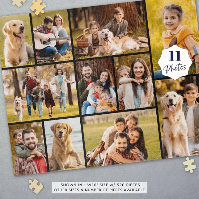 Quebra-cabeça Preto Simples de Colagem de Fotos 11 Único (Criador carregado)