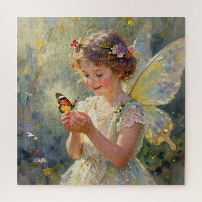Quebra-cabeça Pretty Little Fairy Girl holding a Butterfly (Vertical)