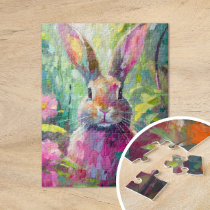 Quebra-cabeça Primavera Bunny Colorful Modern Abstrato Art
