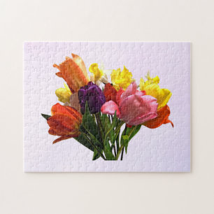 Quebra-cabeça primavera com Tulipas e Daffodils