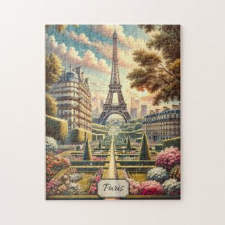 Quebra-cabeça Primavera em Paris, França, Estilo Poster da Torre