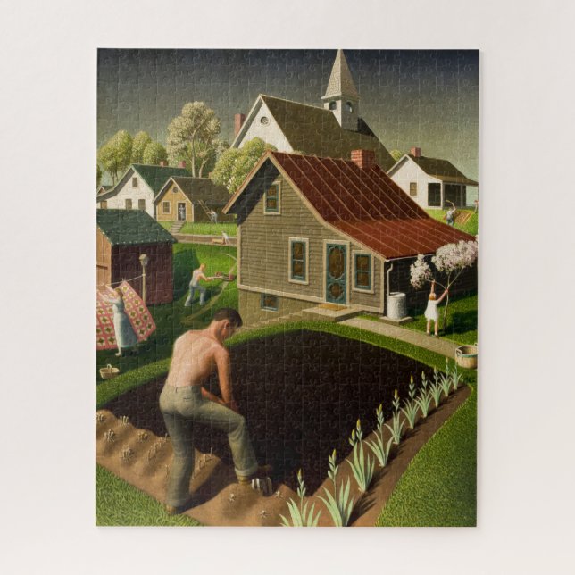 Quebra-cabeça Primavera na cidade de Grant Wood (Vertical)