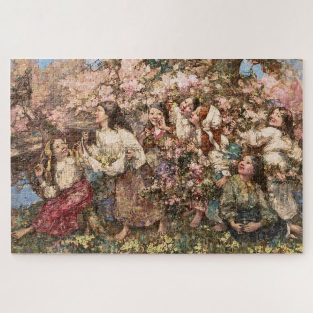Quebra-cabeça Primavera Rounlate (por Edward Atkinson Hornel) (Horizontal)