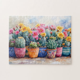 Quebra-cabeça Primavera Watercolor Cactus e Flores