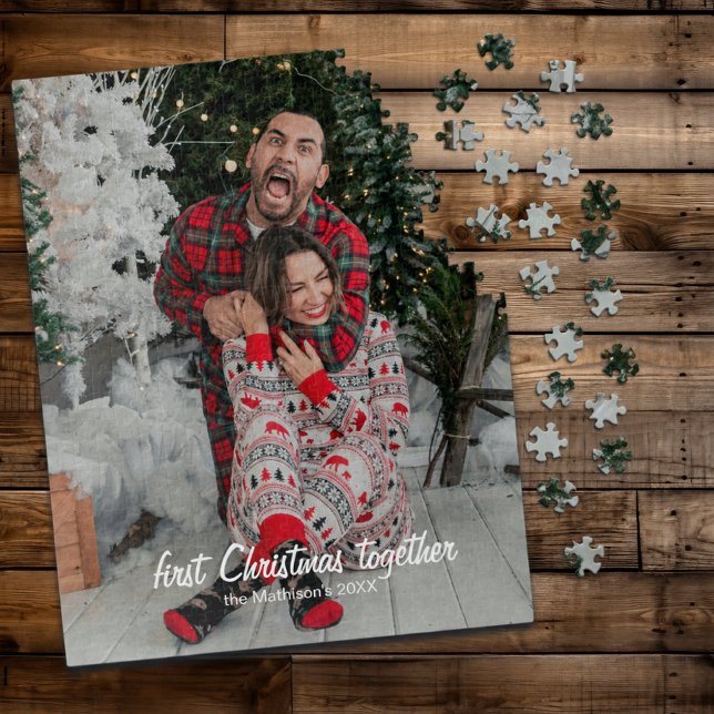 Quebra-cabeça Primeiro Natal Juntos Nome de Foto Engraçada (Criador carregado)