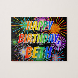Quebra-cabeça Primeiro nome "BETH", "FELIZ ANIVERSÁRIO"