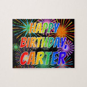 Quebra-cabeça Primeiro nome "CARTER", "FELIZ ANIVERSÁRIO"
