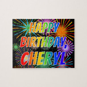 Quebra-cabeça Primeiro nome "CHERYL", "FELIZ ANIVERSÁRIO"