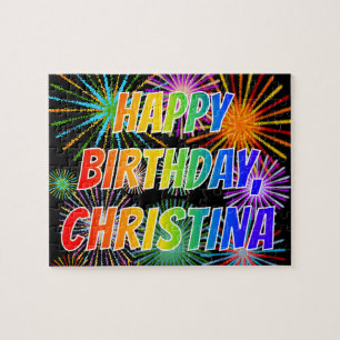 Quebra-cabeça Primeiro nome "CHRISTINA", "FELIZ ANIVERSÁRIO"