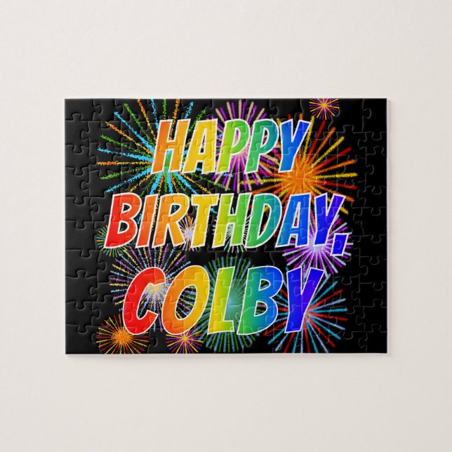 Quebra-cabeça Primeiro nome "COLBY", Diversão "FELIZ ANIVERSÁRIO (Horizontal)