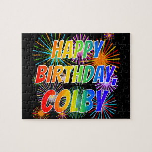 Quebra-cabeça Primeiro nome "COLBY", "FELIZ ANIVERSÁRIO"