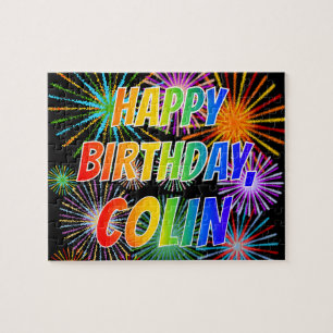 Quebra-cabeça Primeiro nome "COLIN", "FELIZ ANIVERSÁRIO"