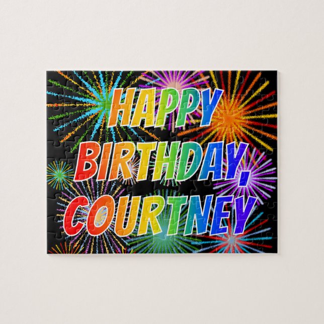 Quebra-cabeça Primeiro nome "COURTNEY", Diversão "FELIZ ANIVERSÁ (Horizontal)
