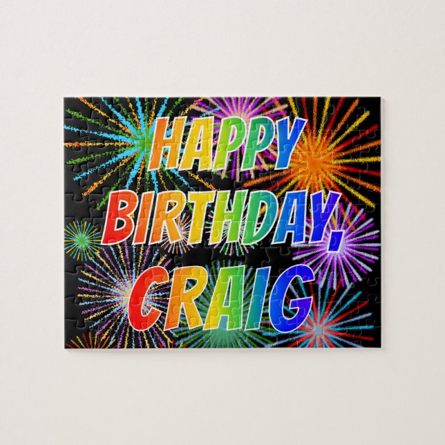 Quebra-cabeça Primeiro nome "CRAIG", Diversão "FELIZ ANIVERSÁRIO (Horizontal)