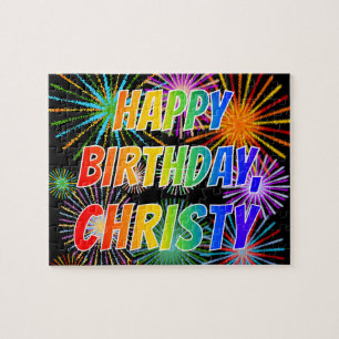 Quebra-cabeça Primeiro nome "CRISTY", "FELIZ ANIVERSÁRIO"