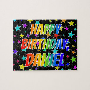 Quebra-cabeça Primeiro nome "DANIEL", divertido "FELIZ ANIVERSÁR