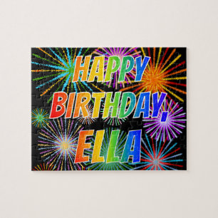Quebra-cabeça Primeiro nome "ELLA", "FELIZ ANIVERSÁRIO"