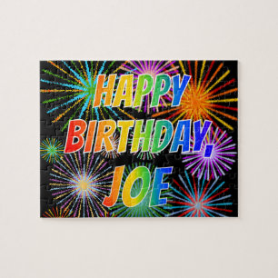 Quebra-cabeça Primeiro nome "JOE", "FELIZ ANIVERSÁRIO"
