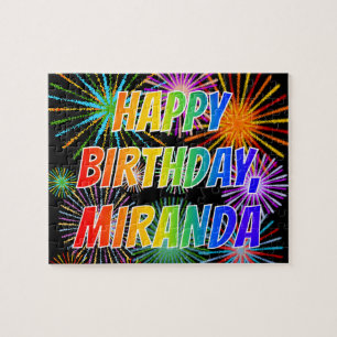 Quebra-cabeça Primeiro nome "MIRANDA", Diversão "FELIZ ANIVERSÁR